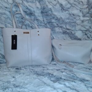 BCBG Paris White Tote Bag And Crossbody